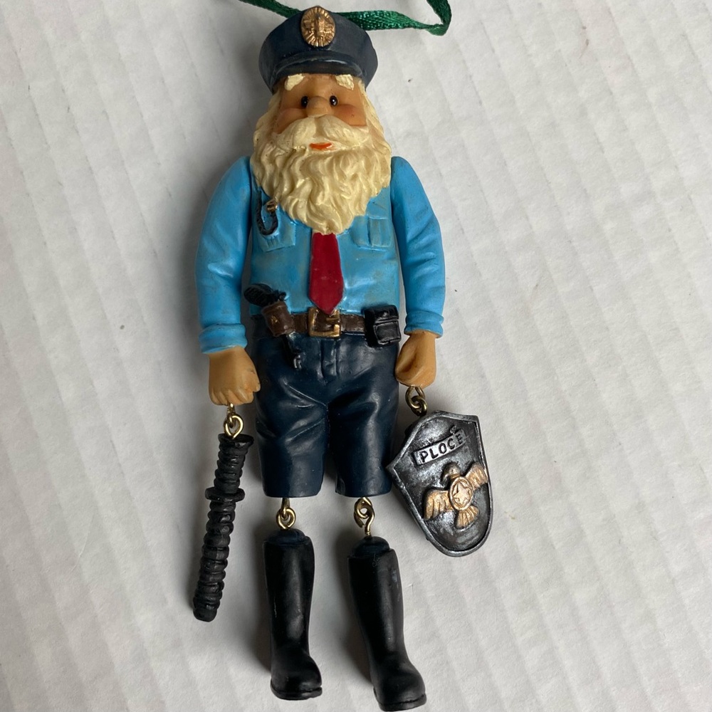 Policeman Santa Christmas Ornament Articulated Cop Holidays Police Clause 4.75”